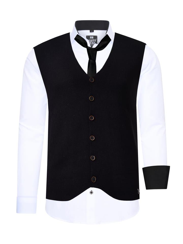 

Комплект из 3 предметов: рубашка с жилетом и галстуком, белый/черный Rusty Neal