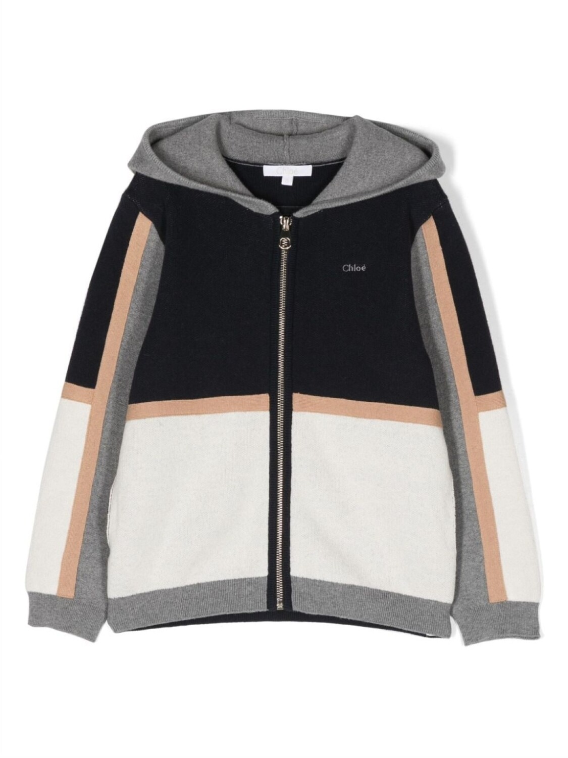 

Chloé Kids куртка в стиле колор-блок с капюшоном, синий