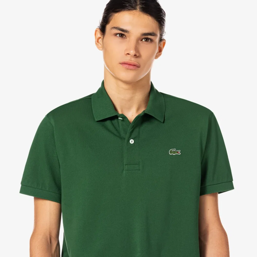 Мужская базовая футболка-поло Lacoste French Regular Fit, зелёная — фото 2