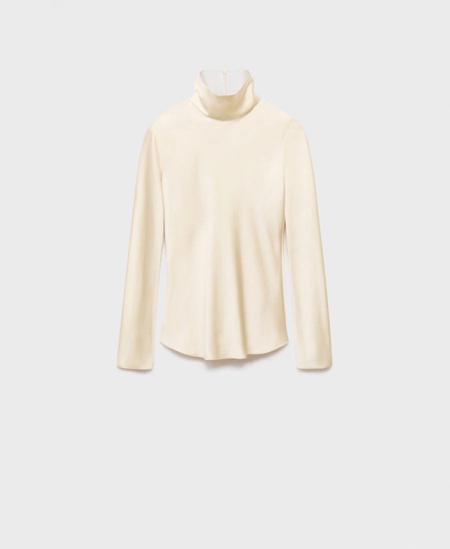 

Женская атласная блузка с высоким воротником MANGO, Ecru