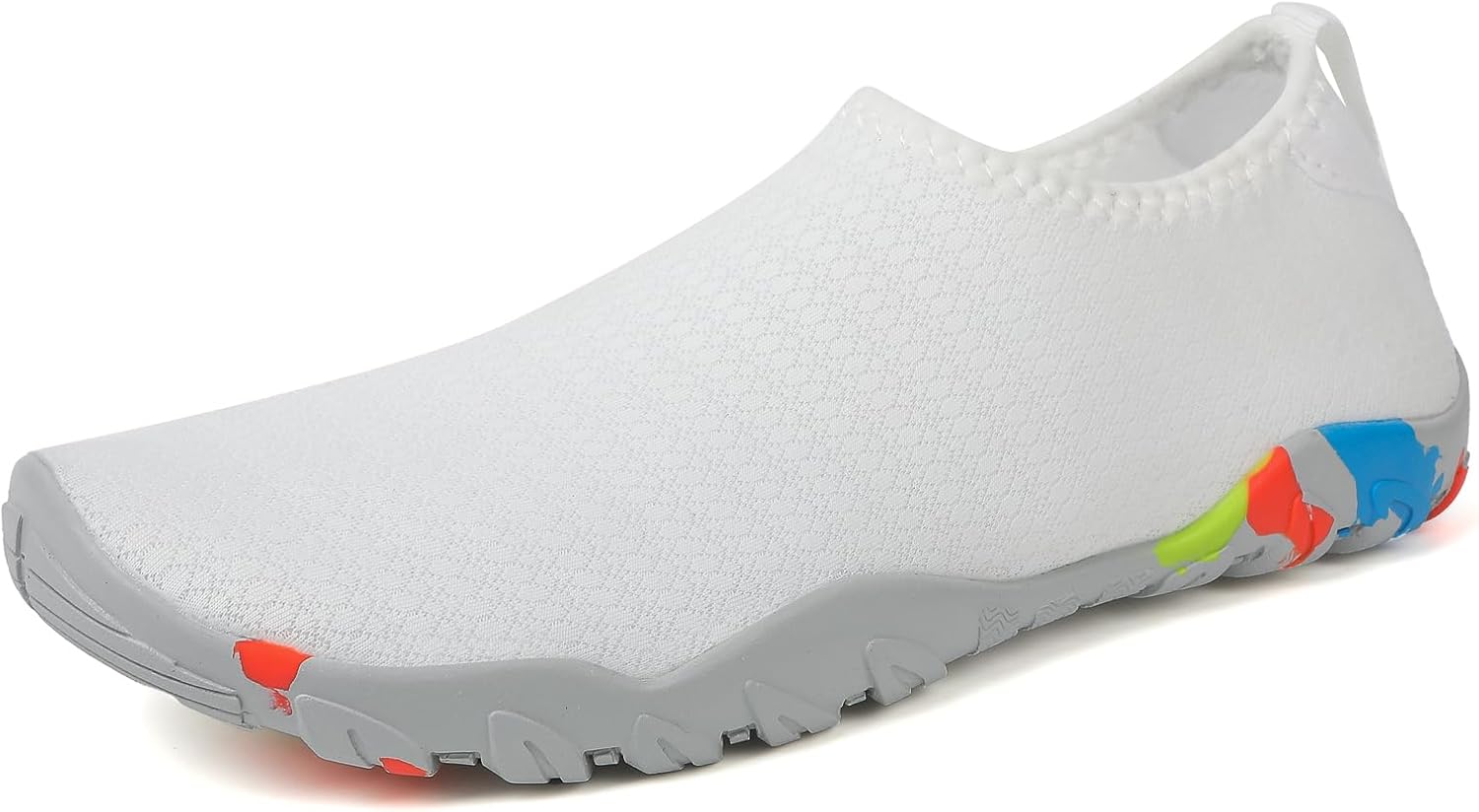 

Водные туфли Быстросохнущие с Легкой посадкой Пляжные и спортивные обувь Без носка Сетчатые аква-носки с цветной подошвой Легкие для плавания, пляжа, бассейна, дайвинга и прогулок Dacnakby, белый