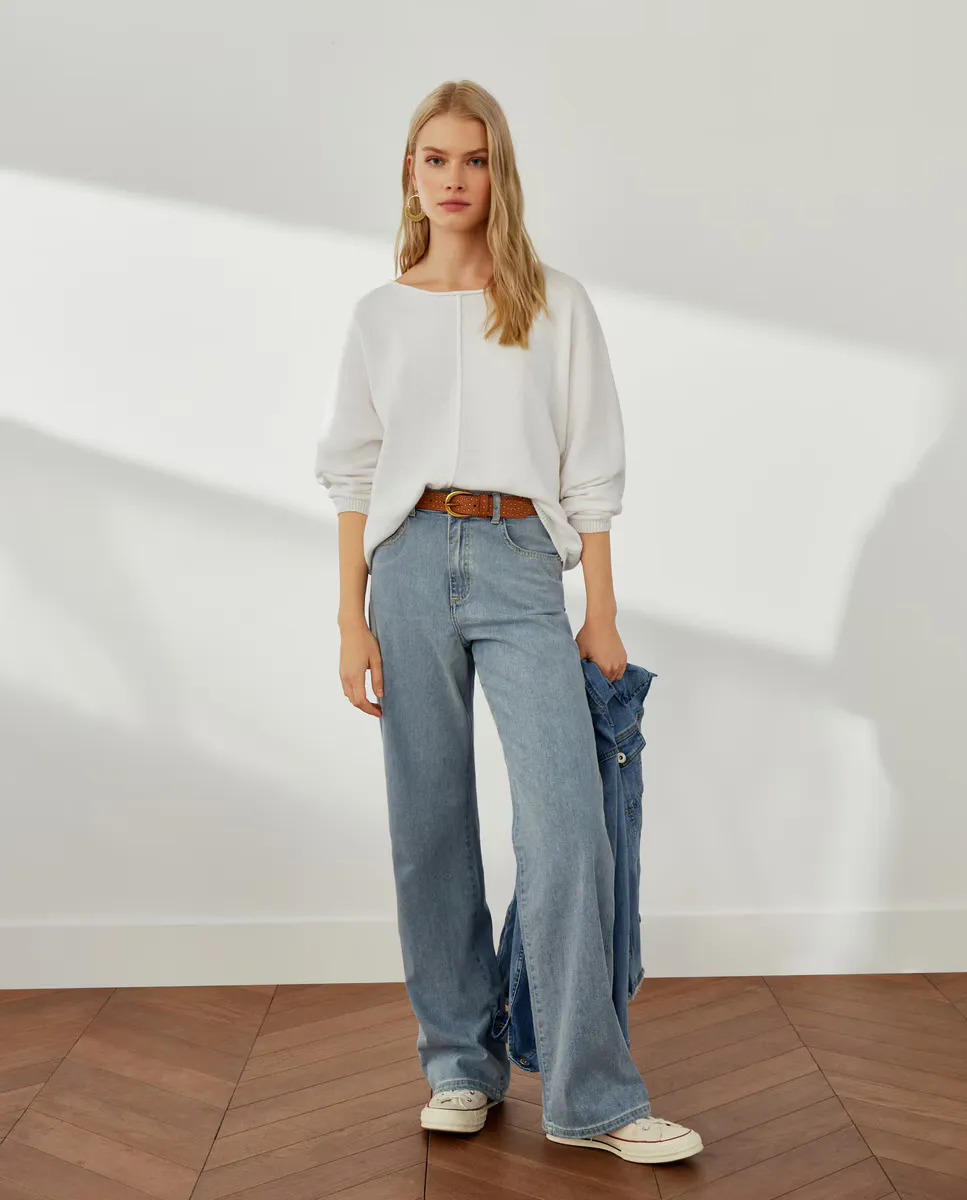 

Женский свитер с круглым вырезом Southern Cotton, белый