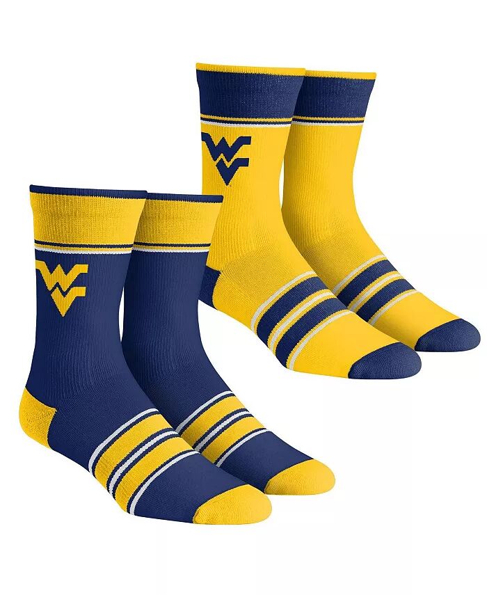

Носки для мальчиков и девочек, комплект из 2 пар носков West Virginia Mountaineers Multi-Stripe Team Crew Rock 'Em