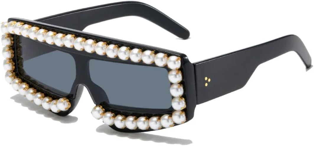 

Уникальные солнцезащитные очки с плоской верхней частью, цельные, с жемчужным блеском, модные для мужчин, большие, в стиле ретро, ​​с бриллиантами, женские, нестандартной формы TKKTLLT, C1