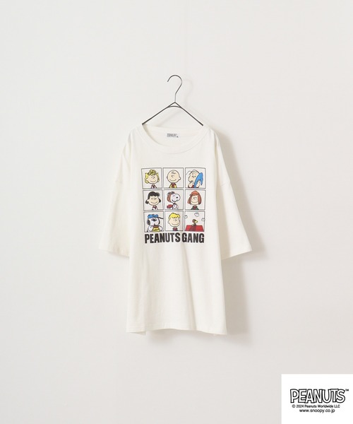 

Футболка с коротким рукавом, приспущенными плечами, из плотной ткани, с принтом "Арахис" (PEANUTS), оранжевая