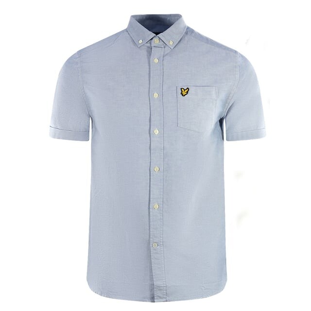 

Синяя повседневная оксфордская рубашка с короткими рукавами Lyle & Scott, синий