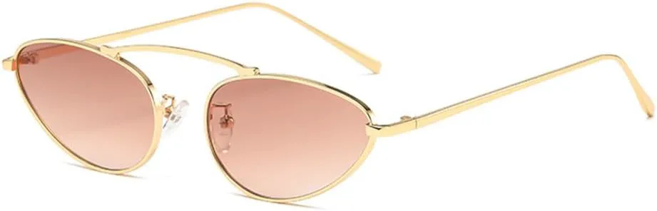 

Солнцезащитные очки «кошачий глаз» UV400 для женщин, маленькая овальная оправа, металлическая рамка, стильные треугольные очки HDUBFY, 5