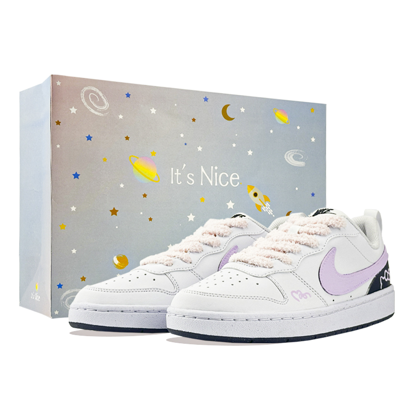

Nike Детские кроссовки для скейтбординга Court Borough Neko Cloud с амортизацией, износостойкие, белые, розовые, для подростков