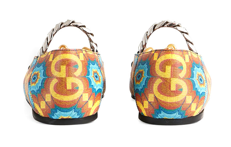 Туфли женские Gucci, оранжевый / синий — фото 4