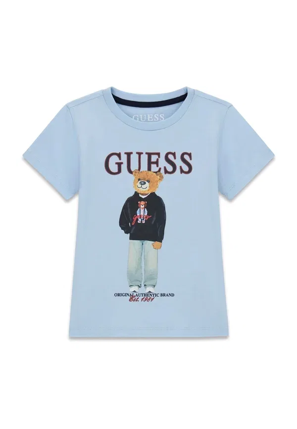 Футболка детская Guess, модель Baby toddler kids ss t-shirt print t-shirt, цвет небесно-голубой