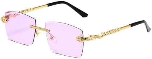 

Новые солнцезащитные очки Polygon Rimless Sunglasses 2023 года для женщин, ретро-стиль с змеиным узором, прозрачные очки для мужчин, защита от УФ-излучения UV400 MTZJH, Purple