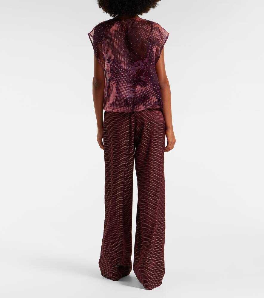 Многослойный топ из смесового шелка с принтом Dries Van Noten, Burgundy — фото 3