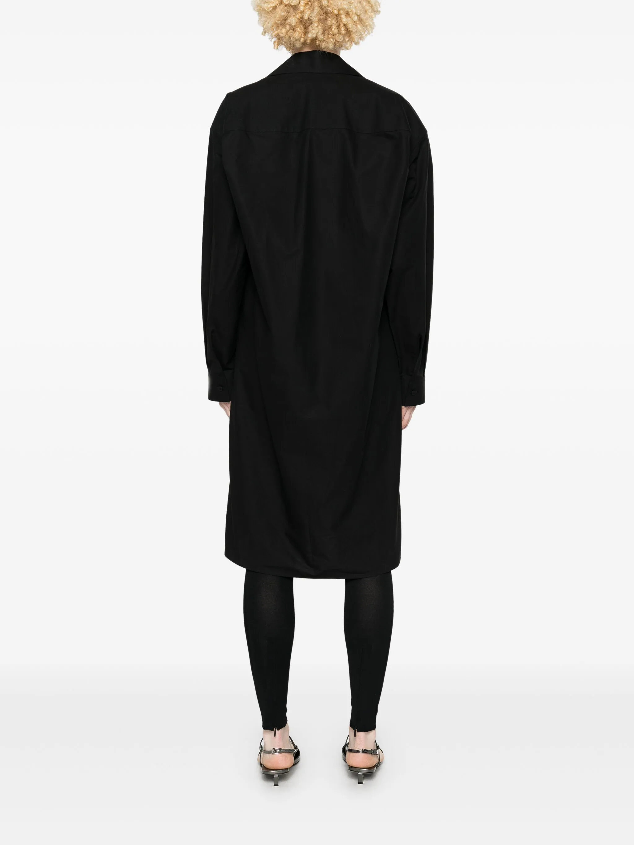 Платье-рубашка с воротником-стойкой Balenciaga, черный — фото 4