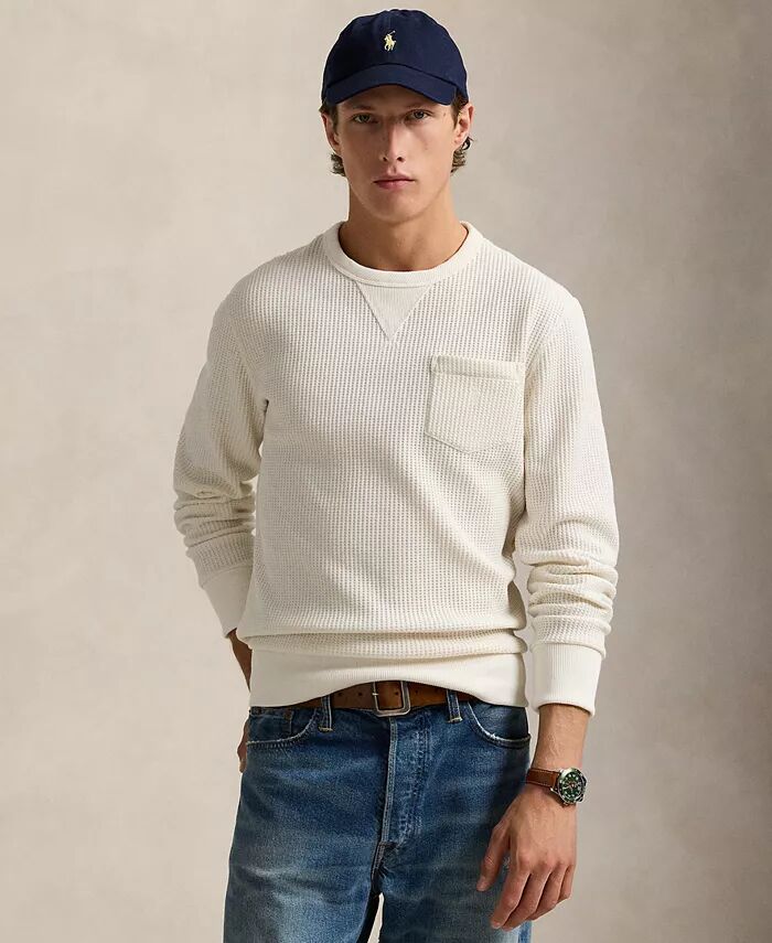 

Мужская эластичная толстовка с вафельным узором Polo Ralph Lauren, белый