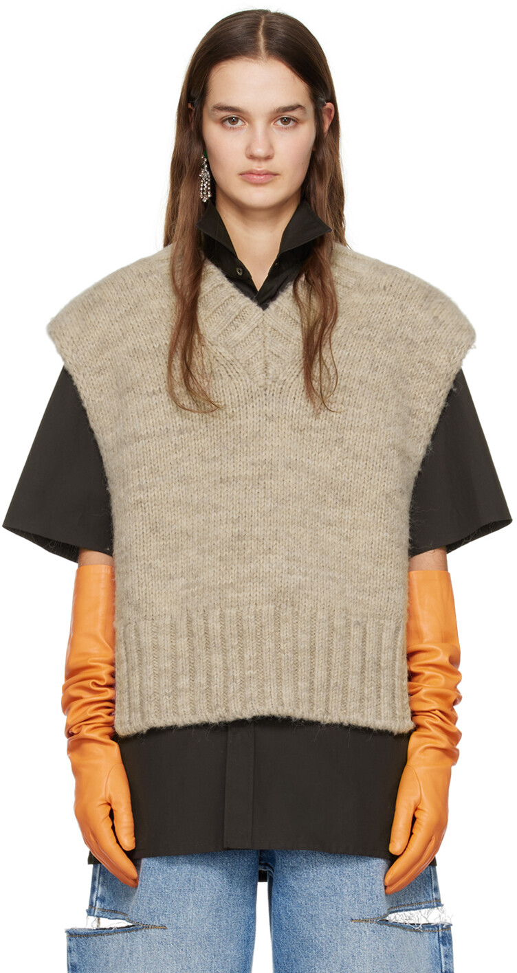 

Коричневый жилет с ботаническими красками Maison Margiela