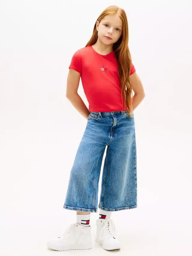 Детская футболка из смесовой хлопковой ткани с логотипом в виде звезды Tommy Hilfiger, Red — фото 2