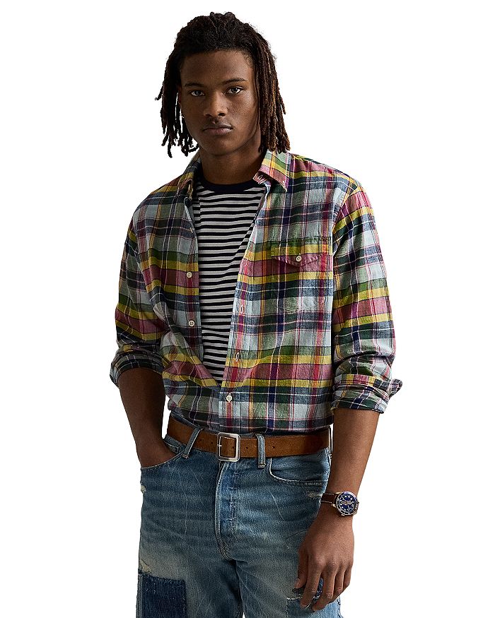 

Классическая рубашка индиго в клетку Madras Polo Ralph Lauren, мультиколор