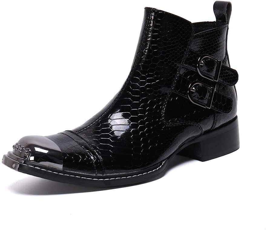 

Ботинки Rui для мужчин на щиколотку, высокие, с застежкой-слипоном, выполнены из премиальной натуральной кожи и лакированной кожи, с ремешком-монахом, молнией, носок с декоративной каймой, средний каблук (Цвет: черный, размер: 10 M US) Rui Lande...