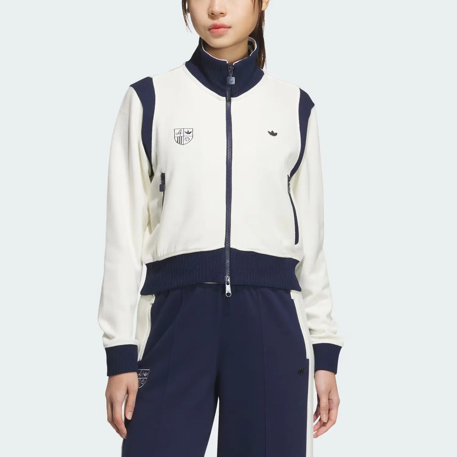 Adidas Originals Ретро спортивная куртка женская нефритовая белая, Jade White — фото 3