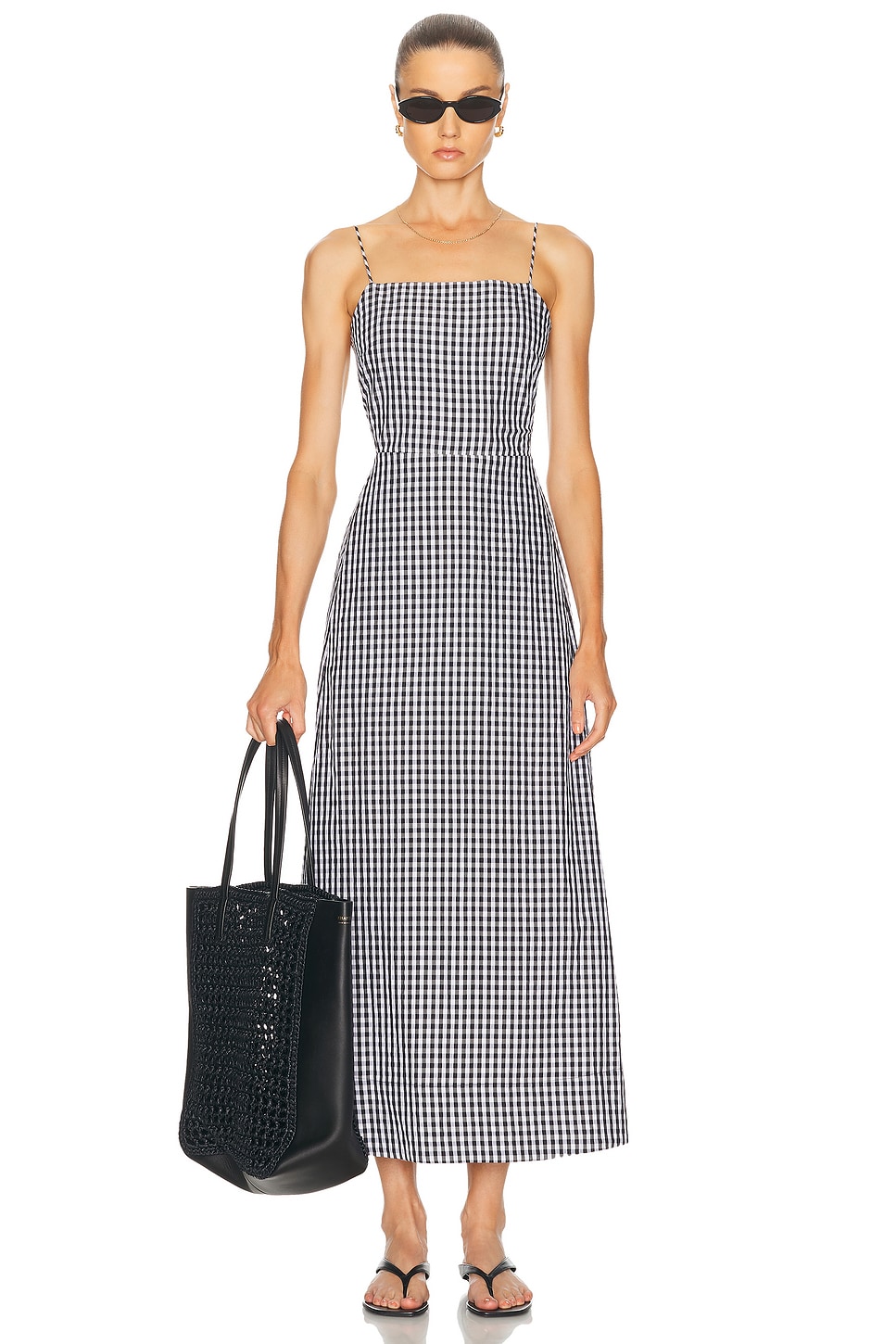 

Текстурированное платье в клетку Enza Costa, Black Gingham