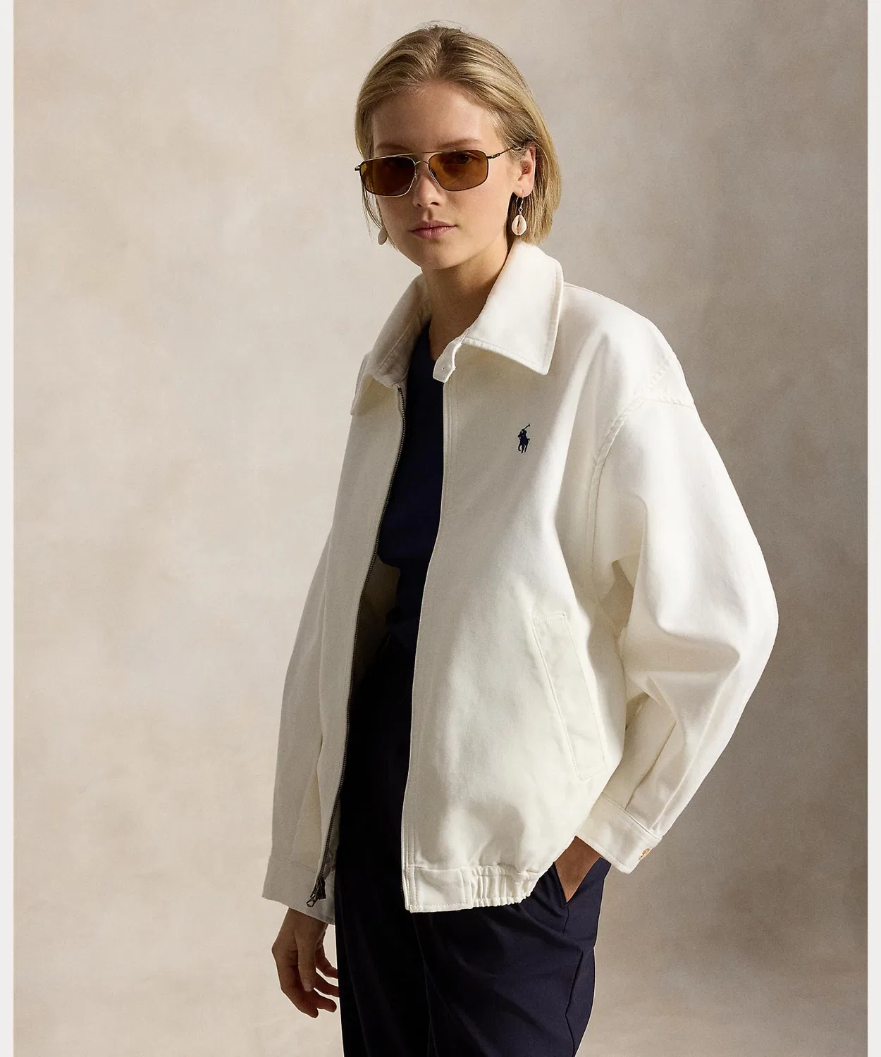 Двусторонняя хлопковая куртка Polo Ralph Lauren оверсайз, натуральный