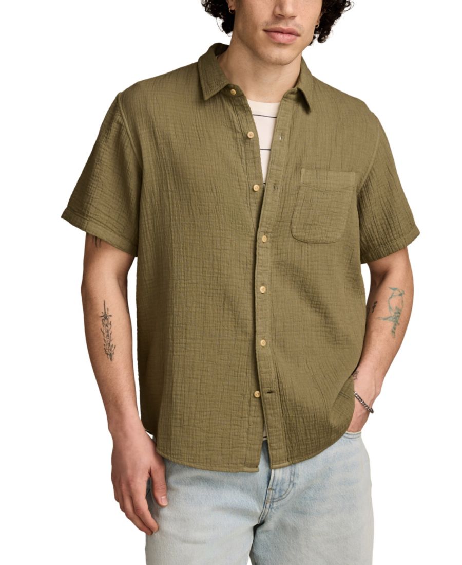 

Мужская рубашка с коротким рукавом из двойной марли Lucky Brand, Deep lichen green