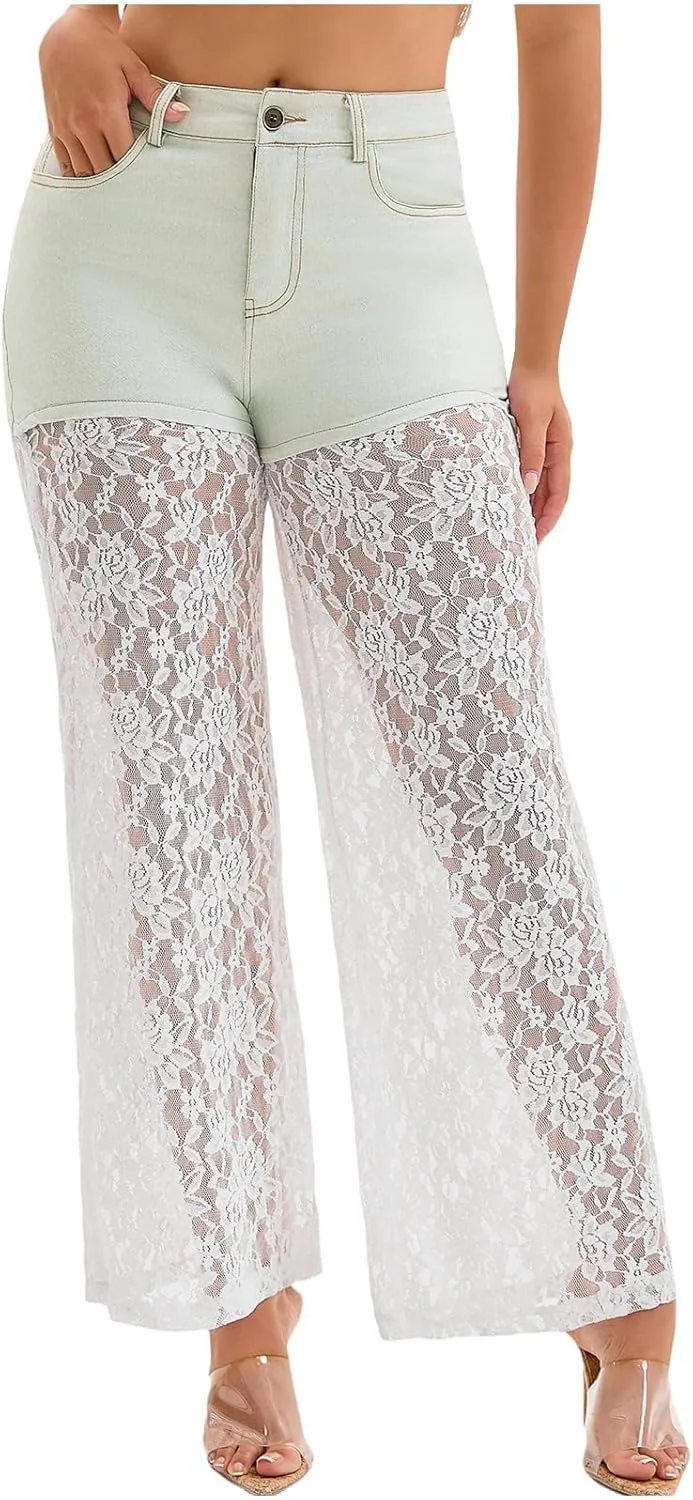 

Джинсы женские Sexy Lace Patchwork с карманами HGps8w