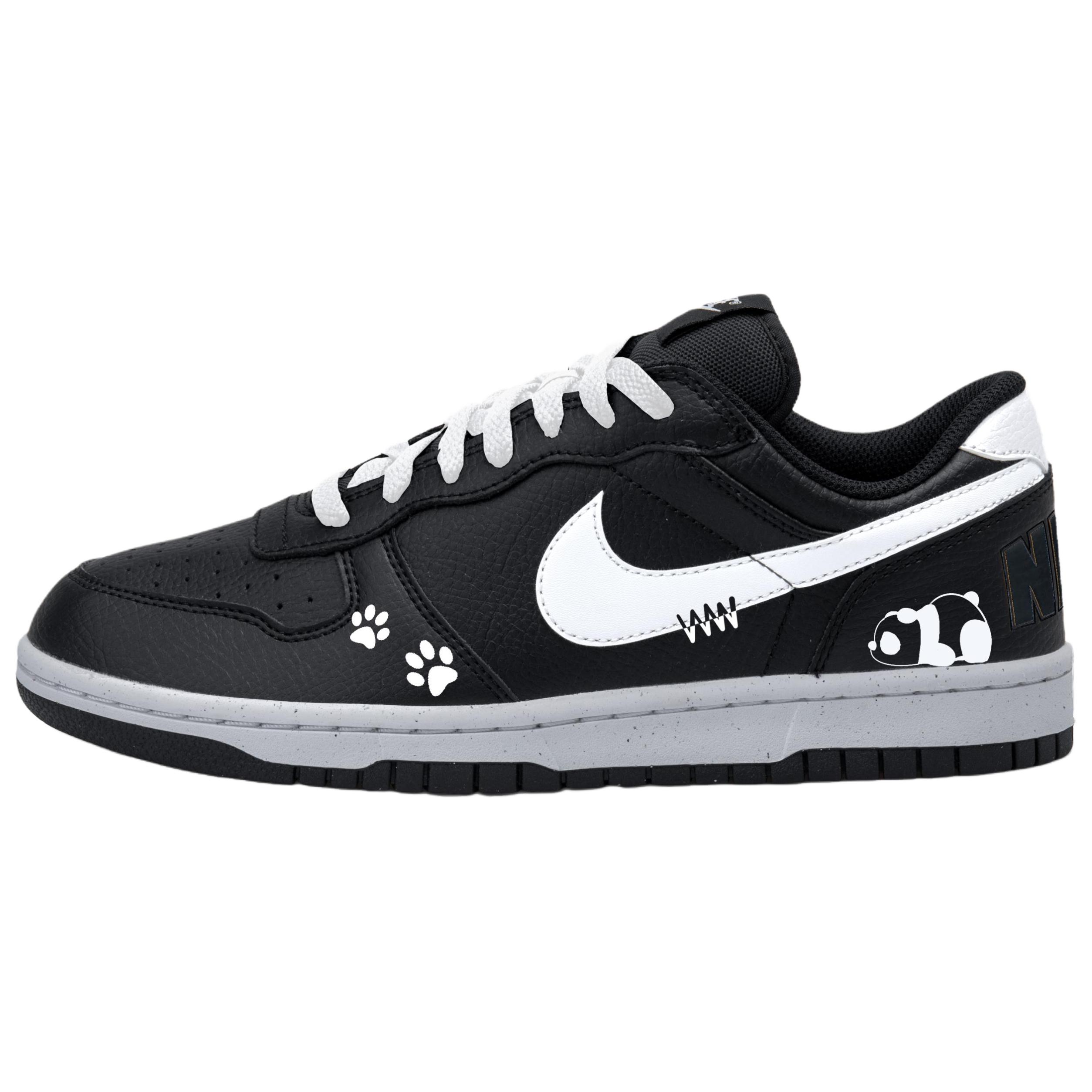 

Nike Большие низкие скейтбордистские кроссовки для мужчин, черный с белым