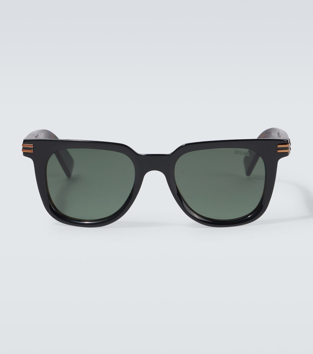 

Квадратные солнцезащитные очки Zegna, Black/Other/Green Polarised