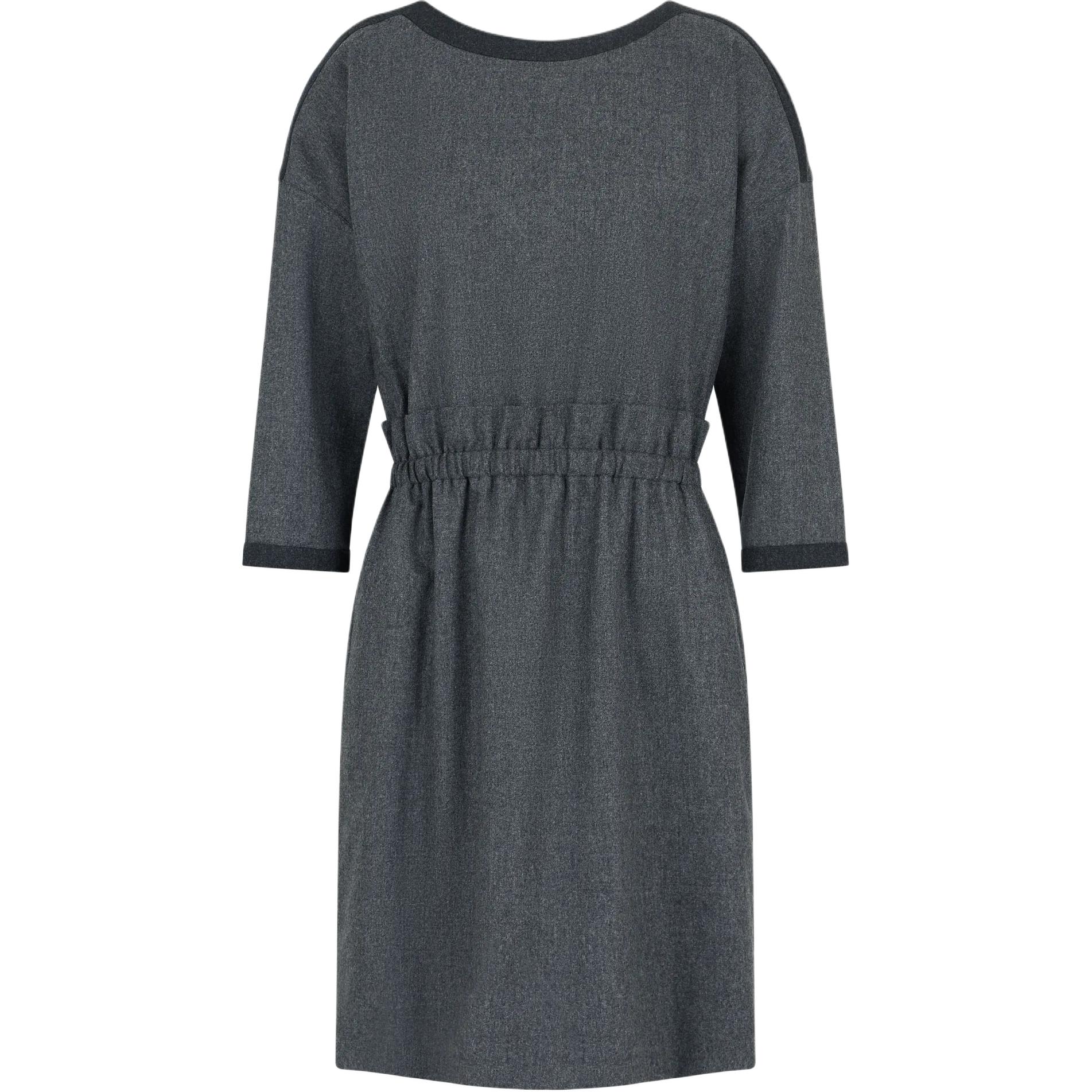 

Платье Icon из меланжевой шерстяной фланели со сборкой на талии EMPORIO ARMANI, серый