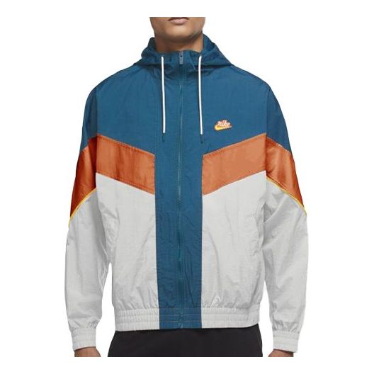 

Куртка Nike Woven Contrasting Colors Athleisure Casual Sports Hooded Jacket Blue White Orange Colorblock, белый