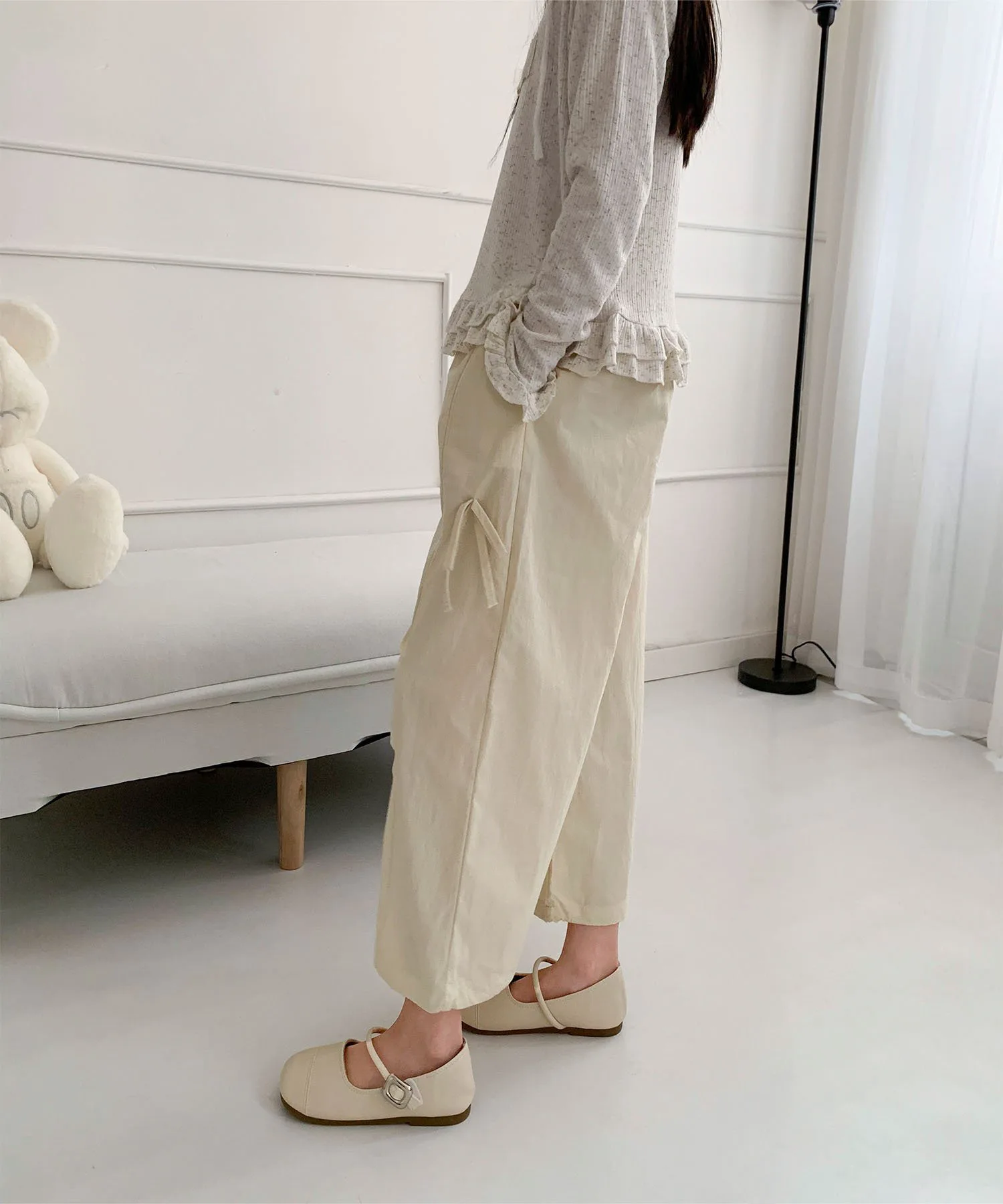 Детские широкие штаны с боковыми лентами Aimoha Kids, Yellow — фото 3