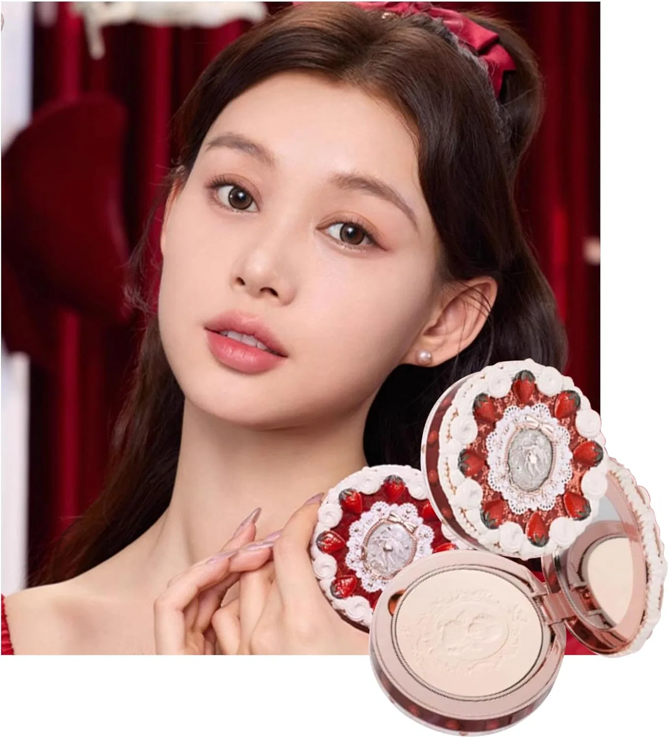 Пудра компактная матовая Flower Knows Strawberry Cupid, оттенок F02