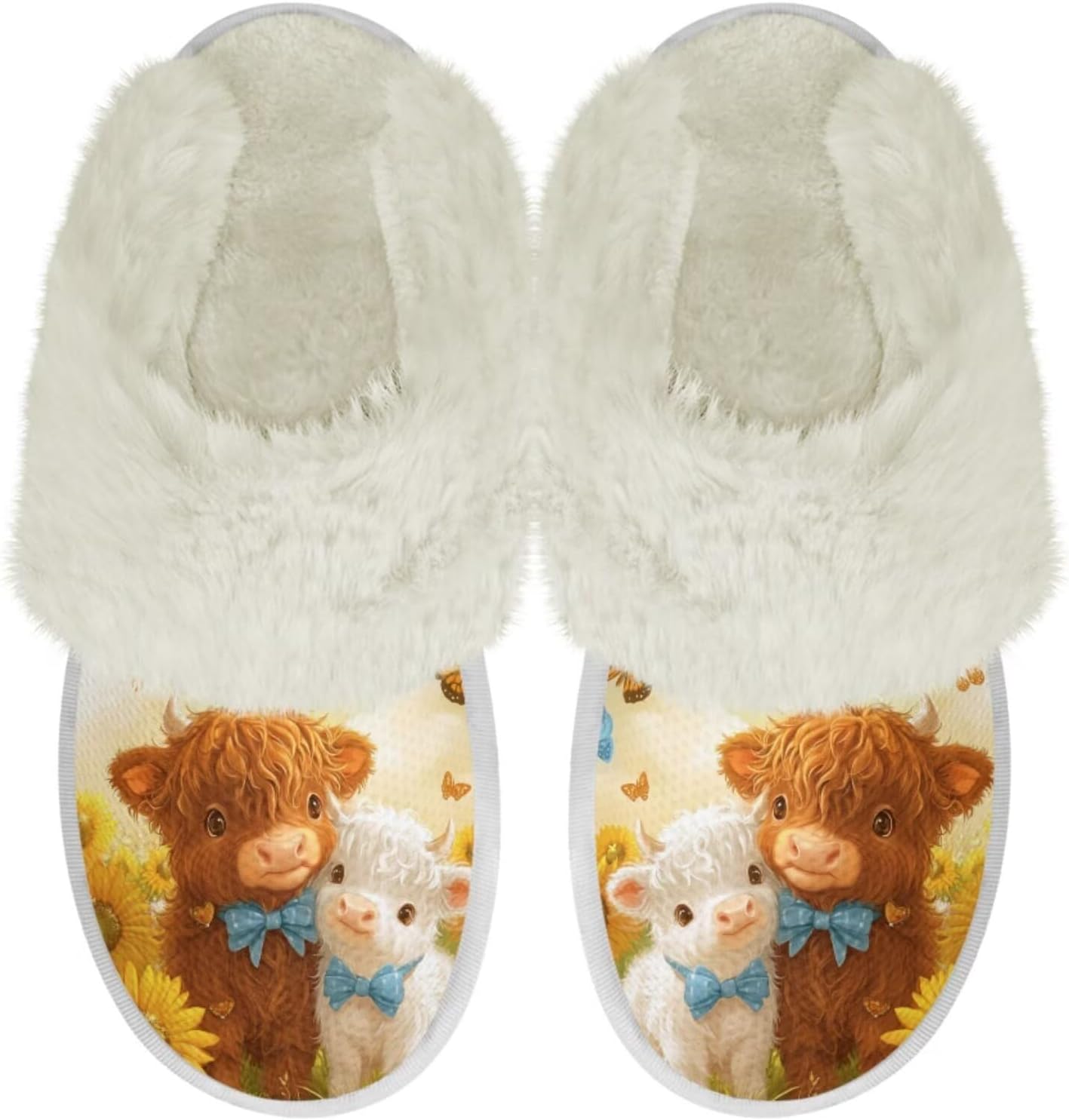 

Тапочки для дома Binienty для женщин и мужчин, мягкие плюшевые, для утепления дома, Kawaii Highland Cow Sheep