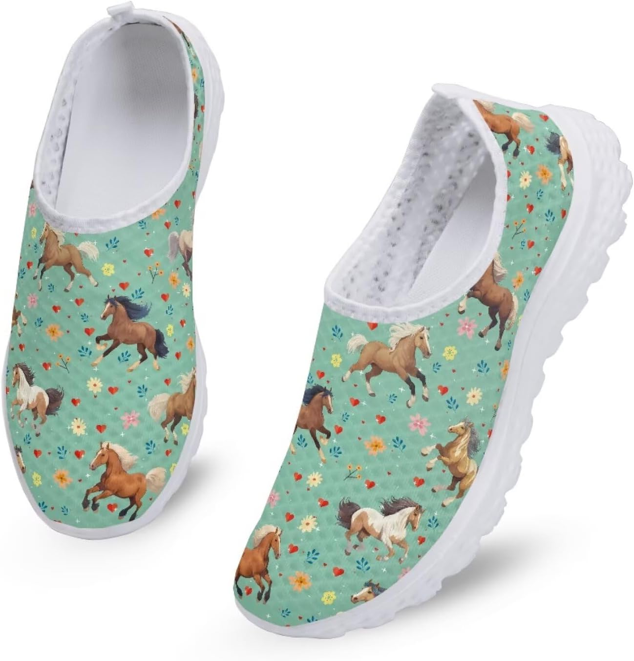 Кроссовки Kuiaobaty Fashion легкие, дышащие, слипоны для ходьбы, спортивная повседневная обувь, лоферы для женщин и мужчин, Floral Horse Pattern — фото 3
