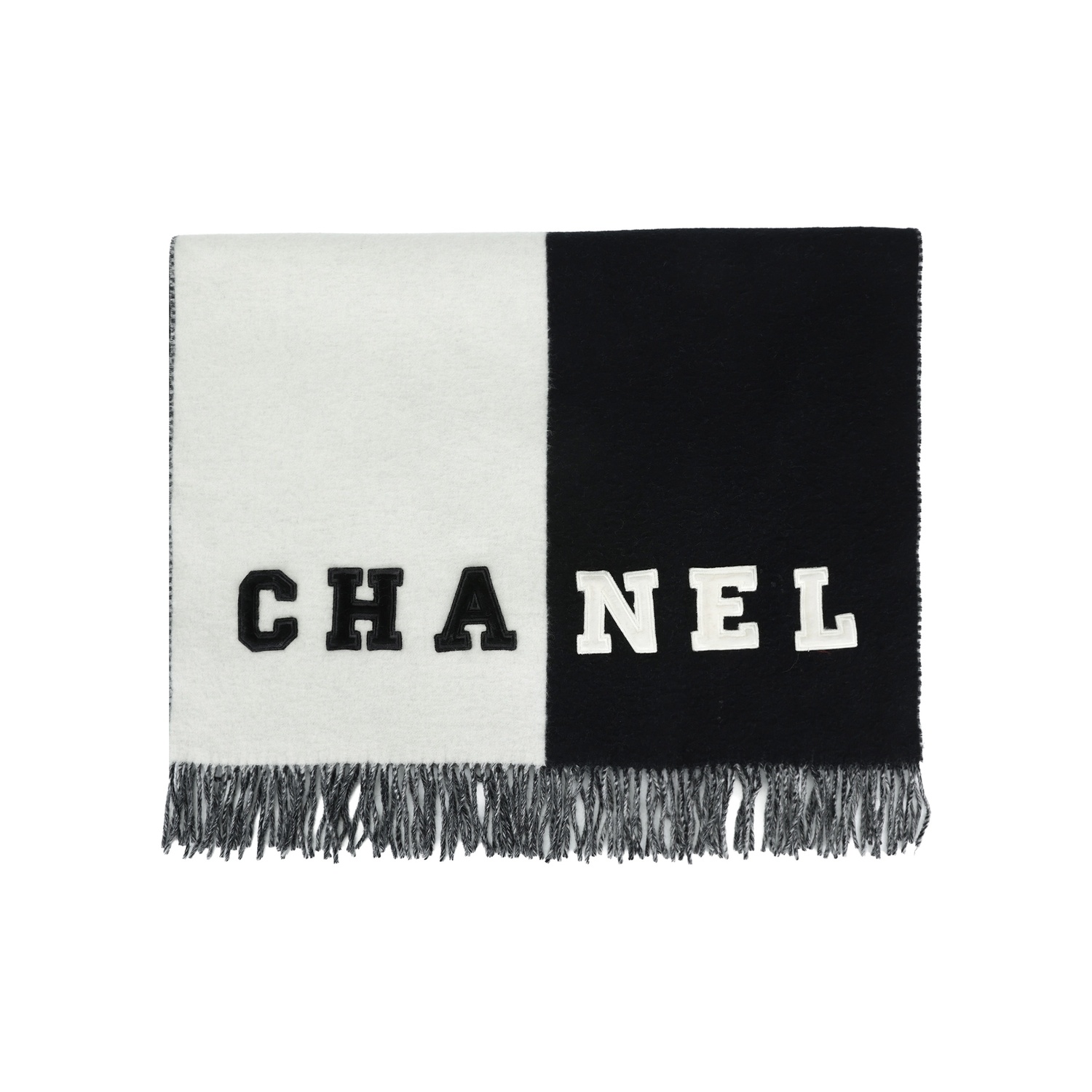 

CHANEL Кашемировый вязаный шаль сине-белый, Blue/White