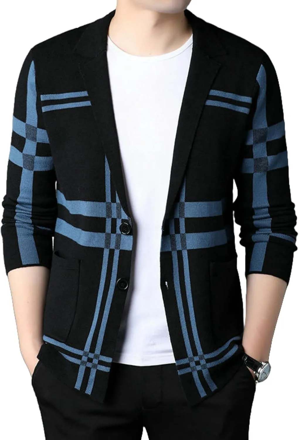 

Мужской осенний тонкий кардиган в клетку MUFURONG