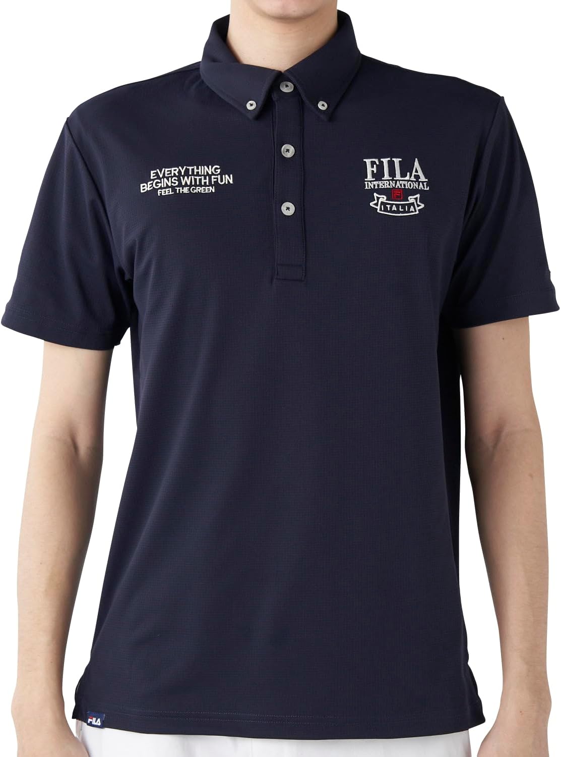 

Мужская футболка с коротким рукавом Fila Golf 745606, теплоизоляция, защита от УФ-излучения, быстросохнущая, эластичная, темно-синий