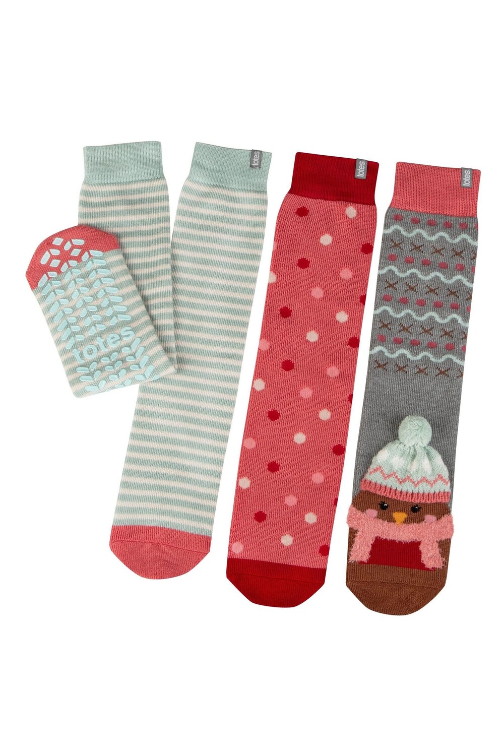 

Женские оригинальные носки тапочки, 3 пары Totes, красный