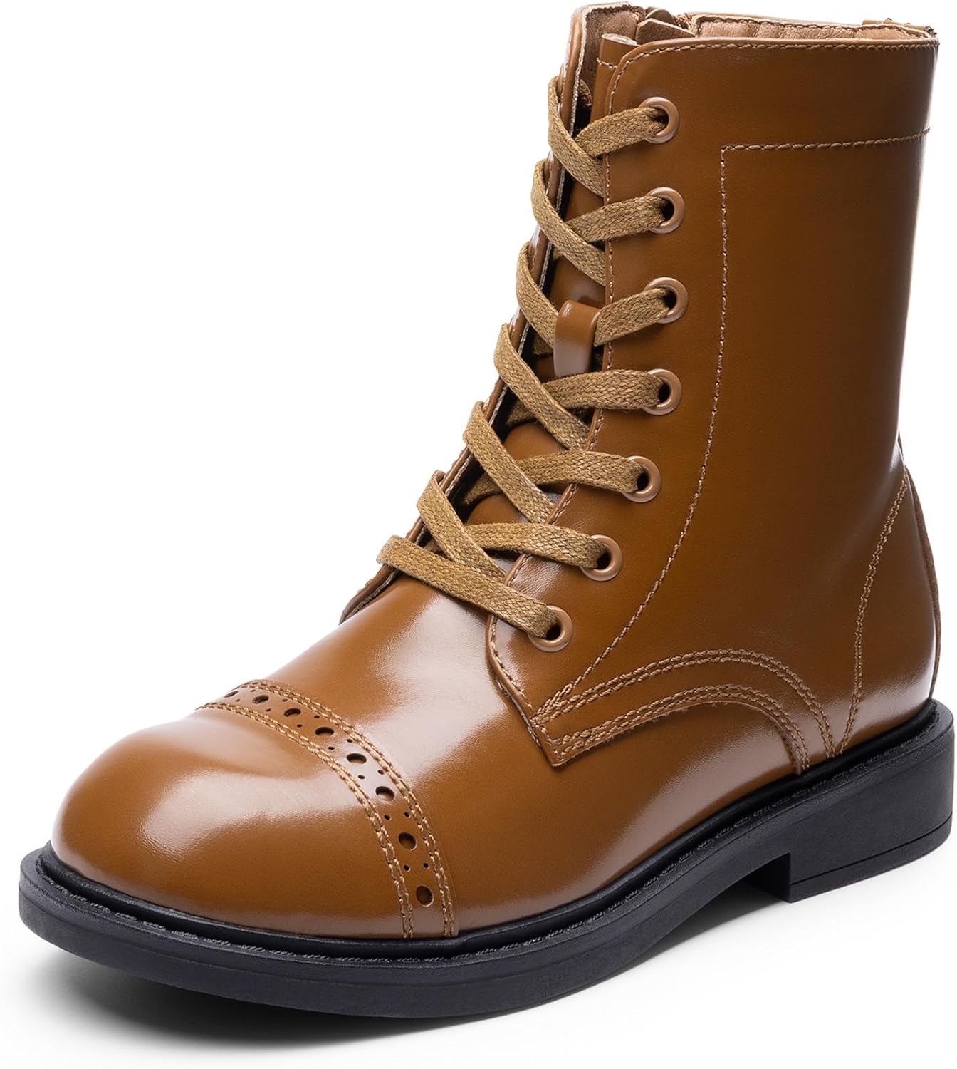 

Ботинки DREAM PAIRS для девочек и мальчиков, военные с боковой молнией и шнуровкой, для малышей, детей младшего и старшего возраста, Tan