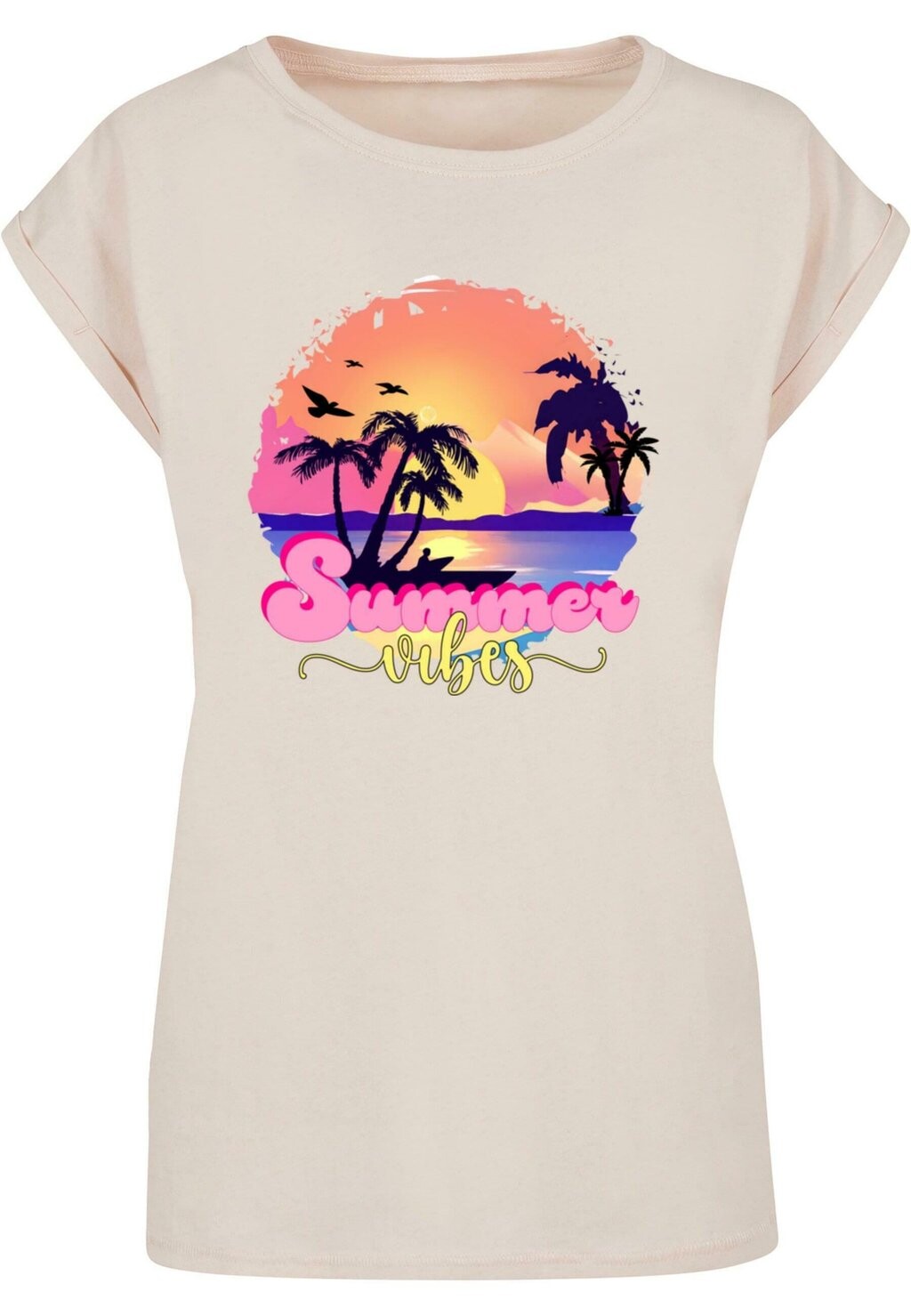 

Футболка с принтом SUMMER VIBES SUNSET EXTENDED SHOULDER Merchcode, песочный