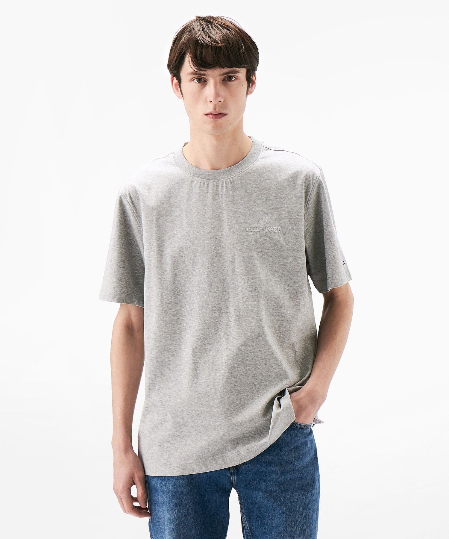 Футболка с тиснением «интерлок» TOMMY HILFIGER, Gray P01