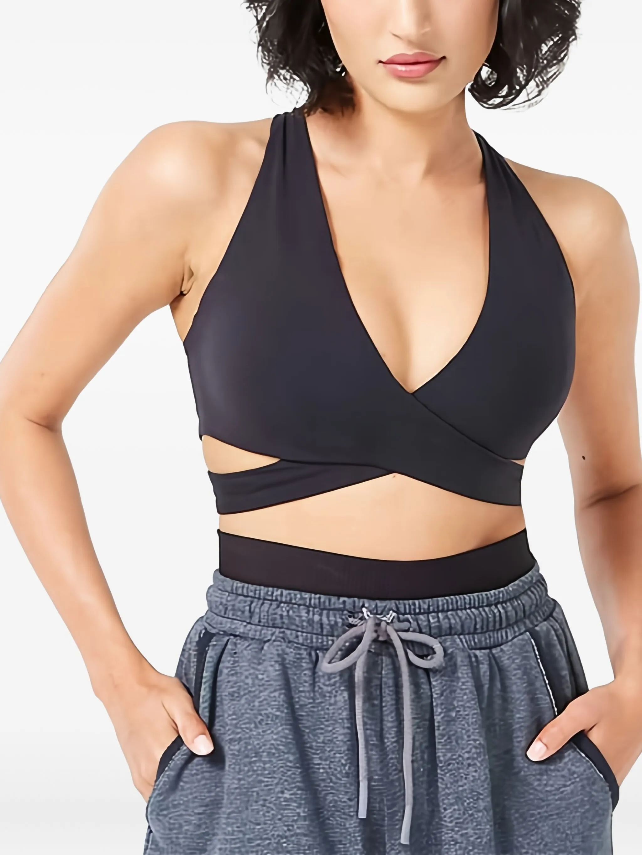 

Спортивный бюстгальтер с перекрестными ремешками Squatwolf, черный