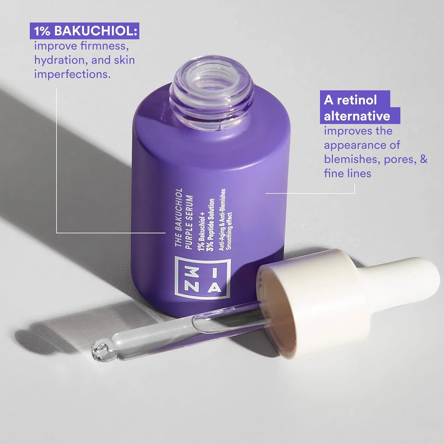 Тоник 3INA — Для лица «The Purple Bakuchiol Serum» с бакучиолом и пептидами от MAKEUP — фото 2