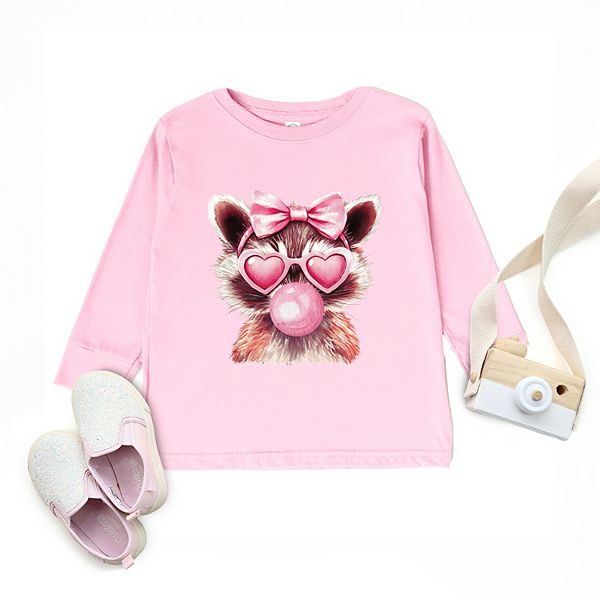 Футболка с длинным рукавом Valentine raccoon with bubblegum для малышей The Juniper Shop, Black — фото 2
