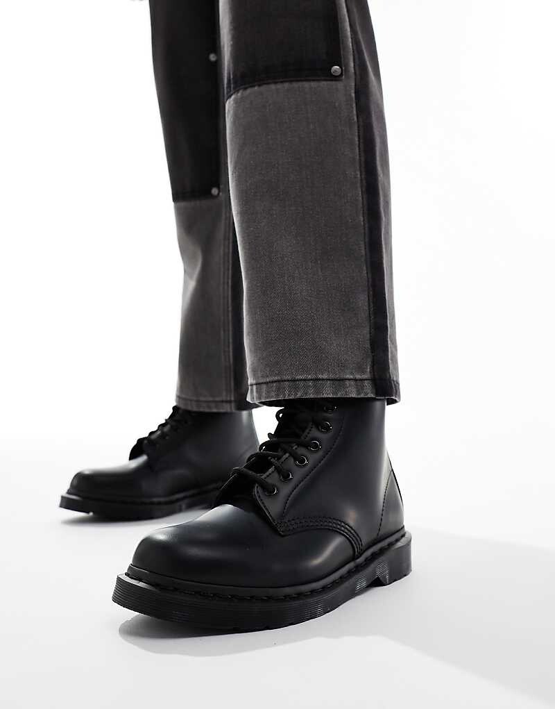 

Черные гладкие ботинки Dr Martens 1460 mono с 8 люверсами