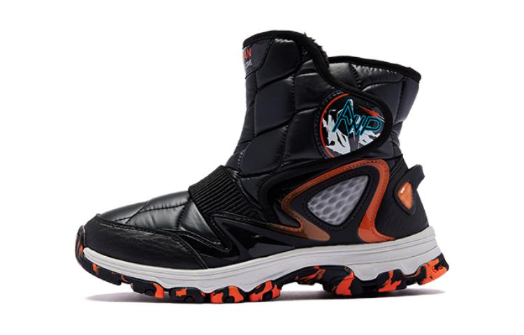 

QIAODAN Амортизирующие, износостойкие ботинки Crew Kids черный оранжевый для подростков