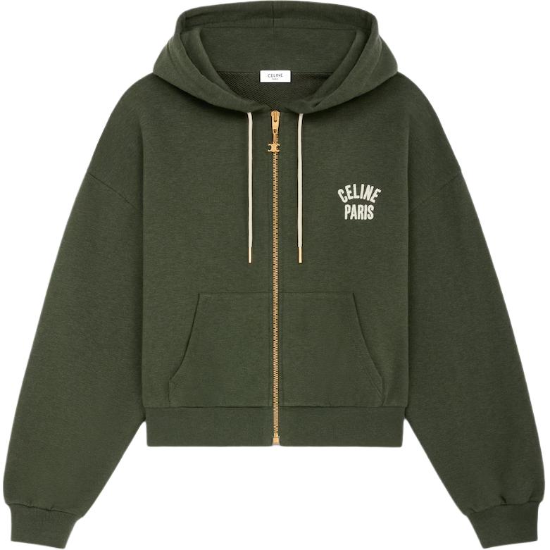

Парижский худи из хлопка и кашемира CELINE, оливковый