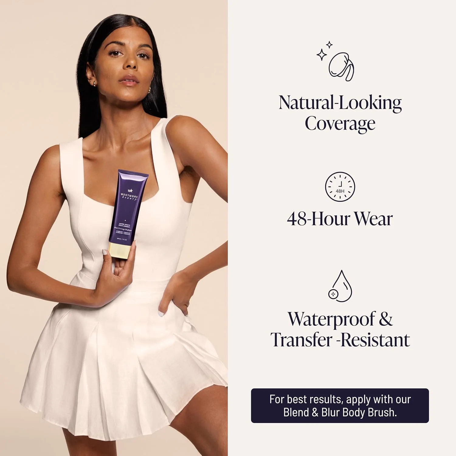 Westmore Beauty Body Coverage Perfector - Водостойкий бронзер для ног и тела для женщин - Лучший маскирующий макияж и консилер для татуировок - 7 унций, бронзовое сияние, 7 Oz Bronze Radiance — фото 2