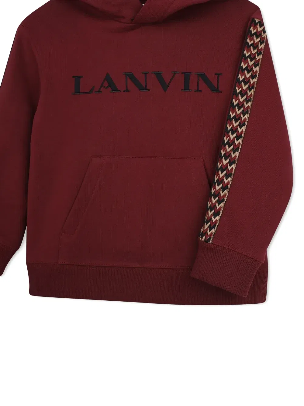 Худи с вышивкой логотипа и отделкой "елочкой" Lanvin Enfant, красный — фото 3